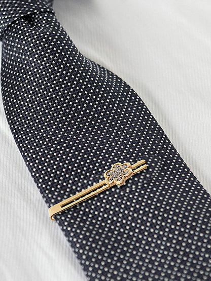 Lucky Jewellery Unique Men Jewelry Stone Gold Plated Floral Design Sleeve Formal Cuff Button Wedding Shirt Button, Suit, Blazer Cufflinks with Matching Tie Pin Gift Set For Men (330-M4C5-CRA5566-W)