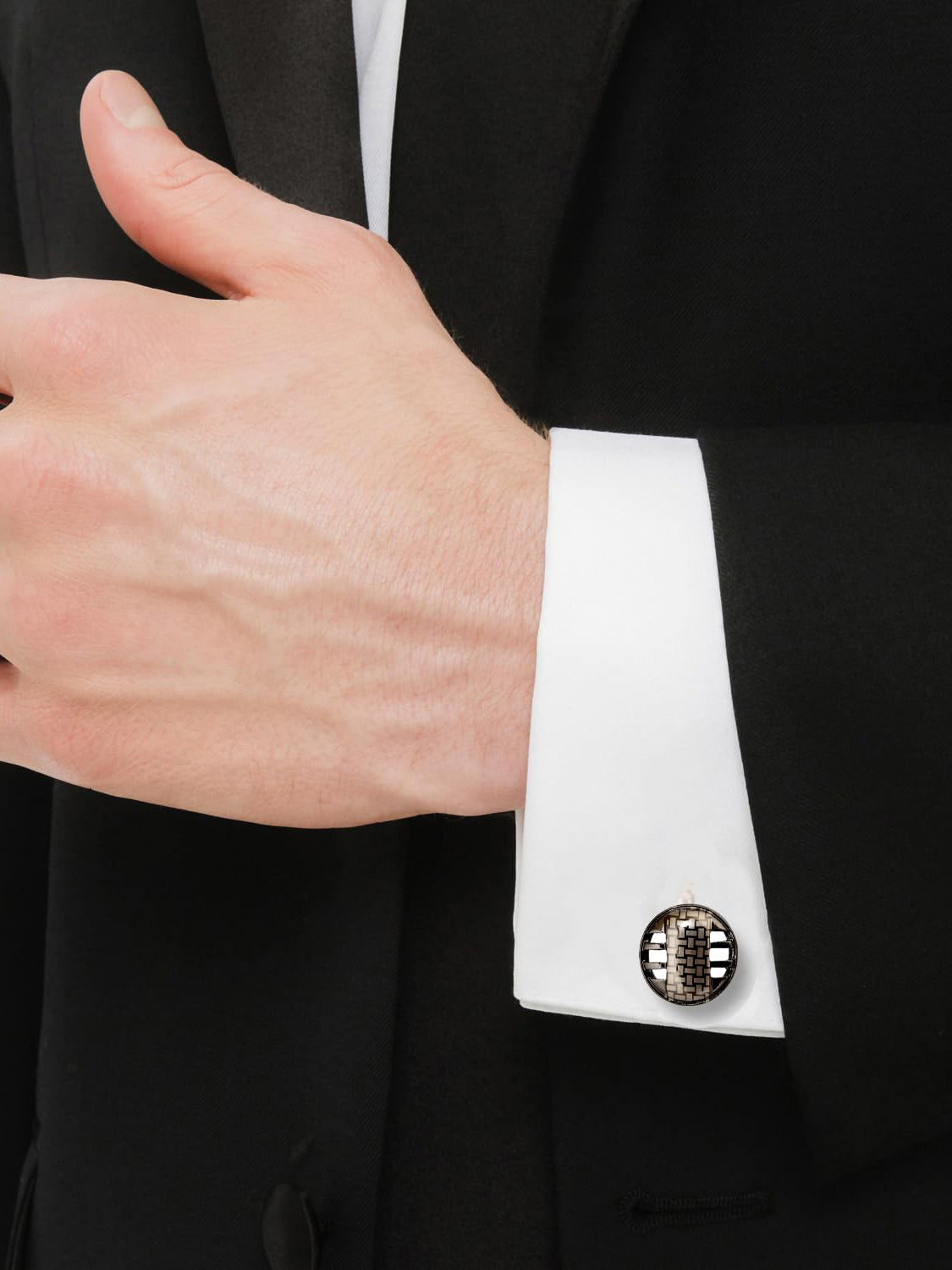 LUCKY JEWELLERY Unique Men Jewelry | Sleeve Button Formal Cuff Button | Wedding Shirt Button, Suit, Blazer Cufflinks Pair Set | Valentine Gift For Men (350-CHC4-1068B-S)