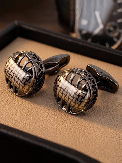 LUCKY JEWELLERY Unique Men Jewelry | Sleeve Button Formal Cuff Button | Wedding Shirt Button, Suit, Blazer Cufflinks Pair Set | Valentine Gift For Men (350-CHC4-1068B-S)