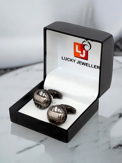 LUCKY JEWELLERY Unique Men Jewelry | Sleeve Button Formal Cuff Button | Wedding Shirt Button, Suit, Blazer Cufflinks Pair Set | Valentine Gift For Men (350-CHC4-1068B-S)