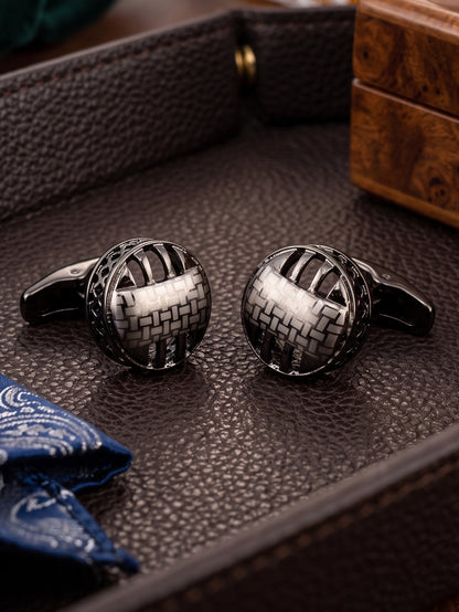 LUCKY JEWELLERY Unique Men Jewelry | Sleeve Button Formal Cuff Button | Wedding Shirt Button, Suit, Blazer Cufflinks Pair Set | Valentine Gift For Men (350-CHC4-1068B-S)