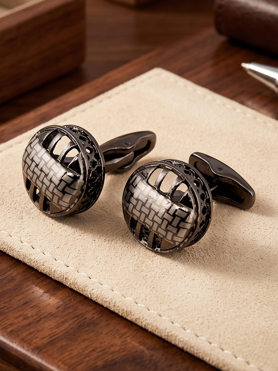 LUCKY JEWELLERY Unique Men Jewelry | Sleeve Button Formal Cuff Button | Wedding Shirt Button, Suit, Blazer Cufflinks Pair Set | Valentine Gift For Men (350-CHC4-1068B-S)