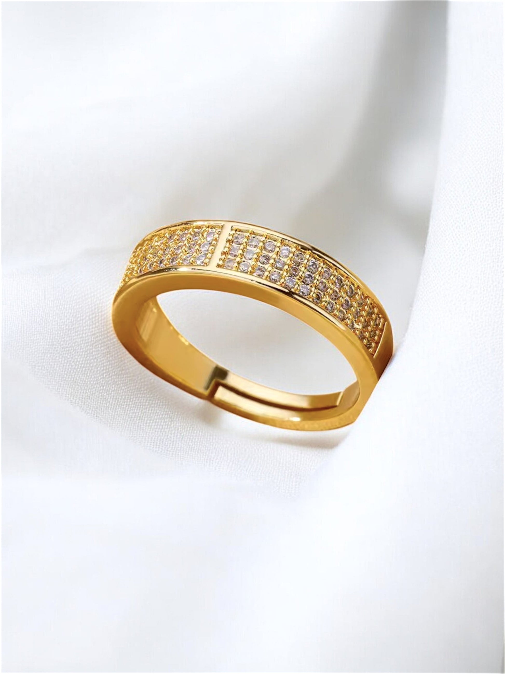 18K Gold-Plated Adjustable Finger Rings Trendy Design Unisex Ring