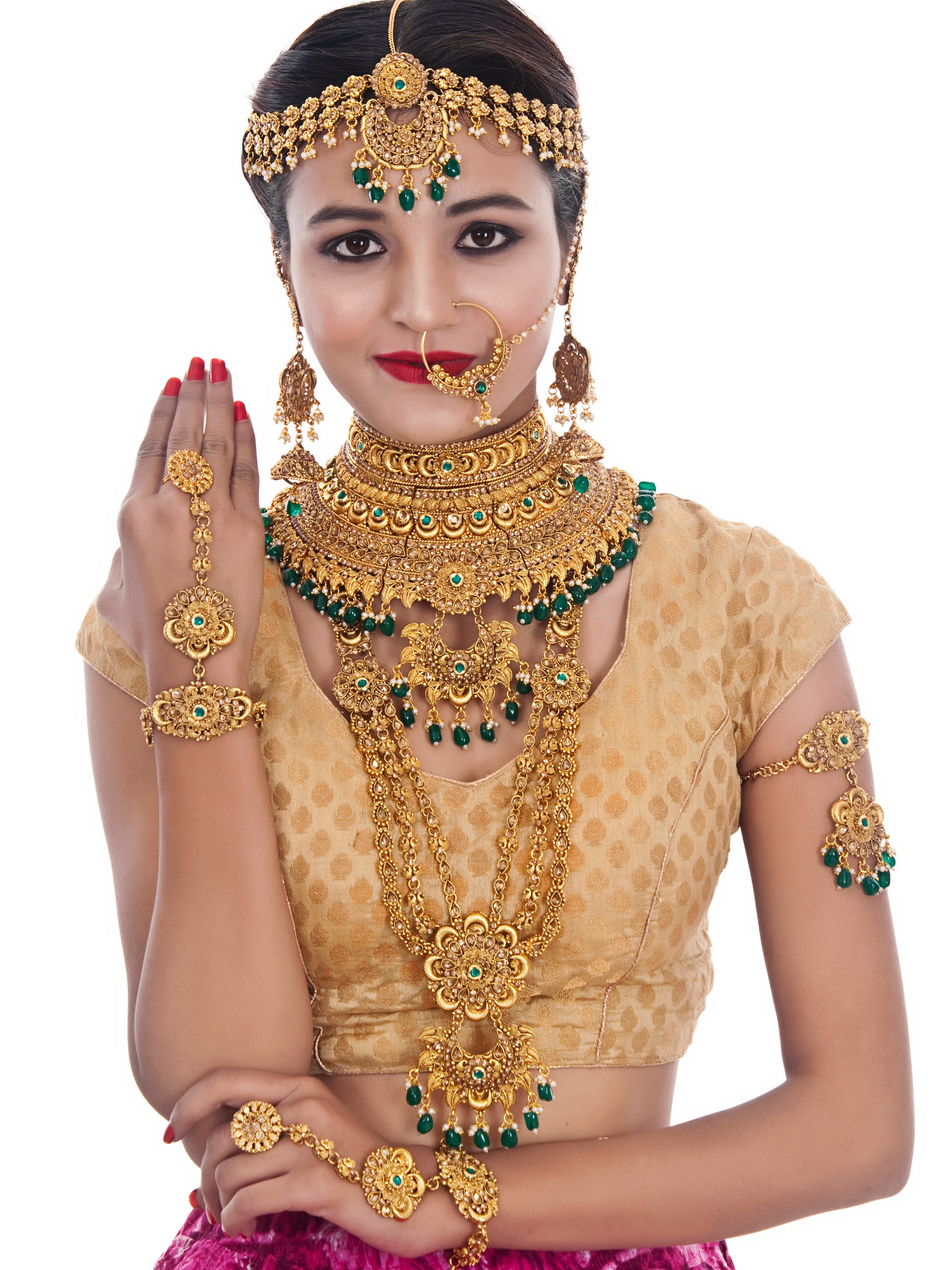 Traditional Gold Plated Stone Bridal Set For Women Girls – LUCKY