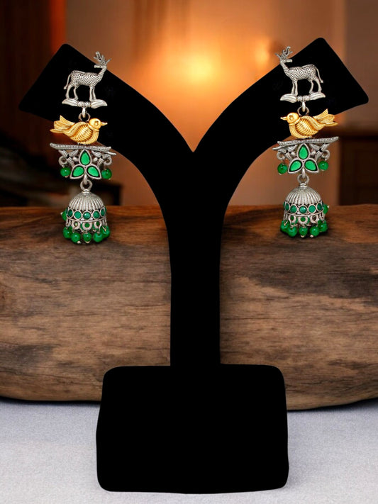 Trendy Celebrity Inspired Oxidised Silver Jhumki For Girls & Women| Designer Jhumkee Earing Set