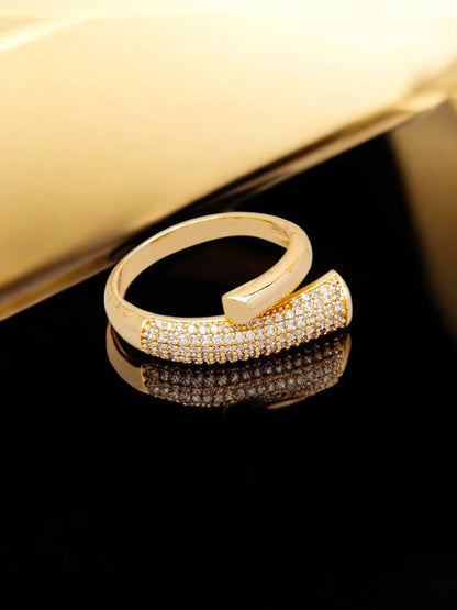 18K Gold-Plated Openable Adjustable Finger Rings | Elegant Trendy Design Ring Studded with Stones (380-CHFA-1057)