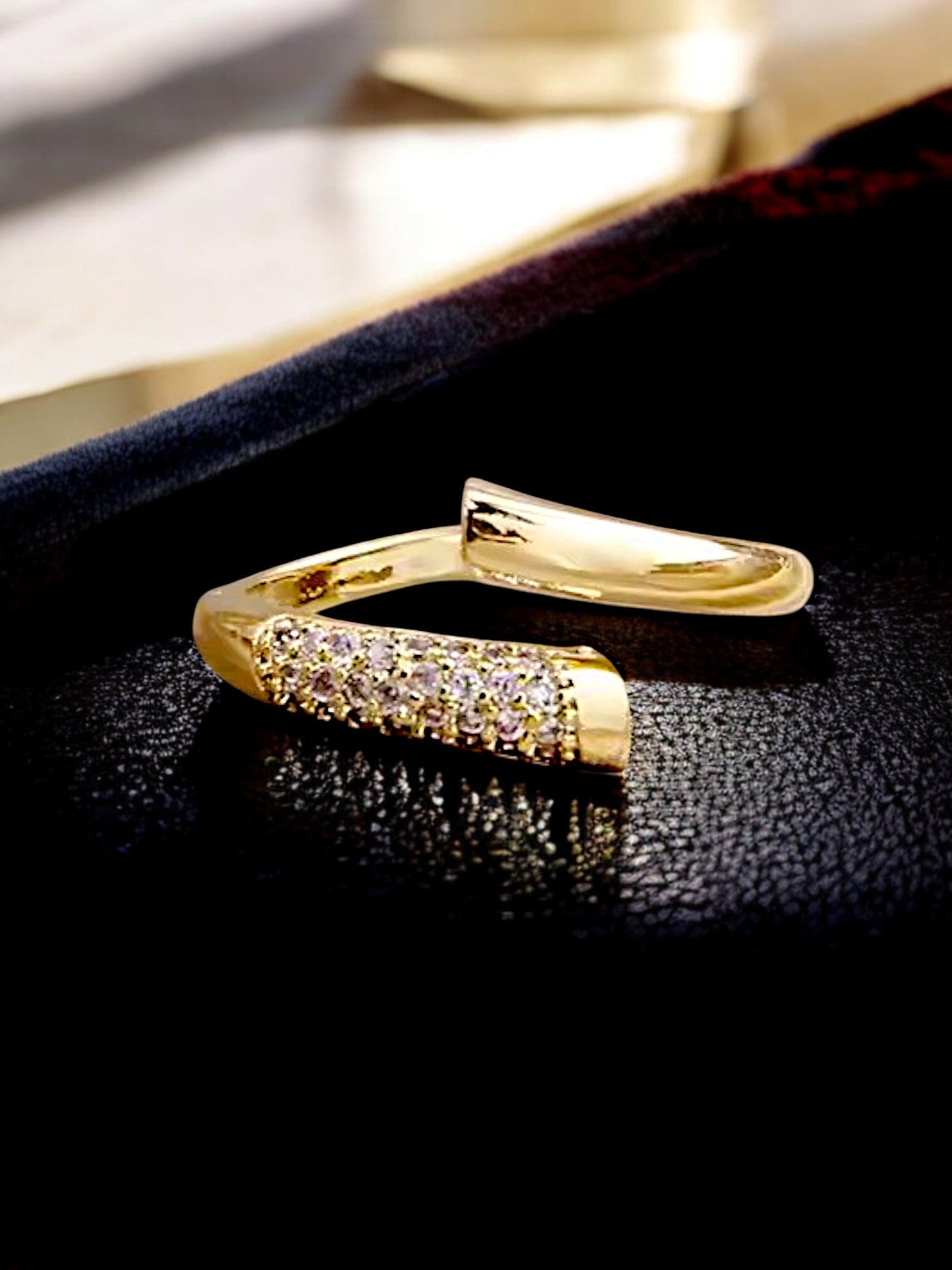 18K Gold-Plated Openable Adjustable Finger Rings | Elegant Trendy Design Ring Studded with Stones (380-CHFA-1057)