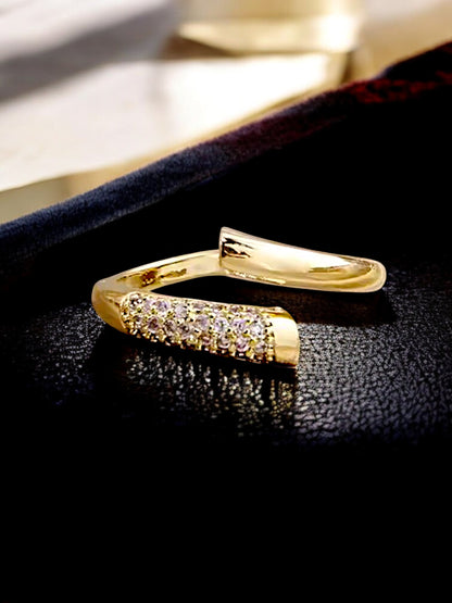 18K Gold-Plated Openable Adjustable Finger Rings | Elegant Trendy Design Ring Studded with Stones (380-CHFA-1057)
