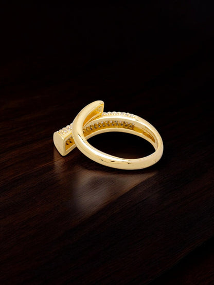 18K Gold-Plated Openable Adjustable Finger Rings | Elegant Trendy Design Ring Studded with Stones (380-CHFA-1057)