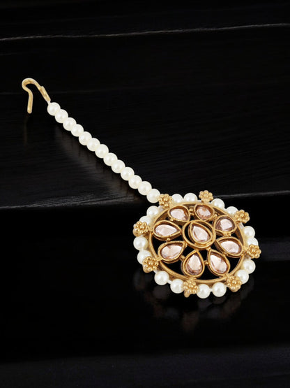 18K Gold Plated Kundan Beaded Choker Necklace Set (380-SSK-5120C-LCT)