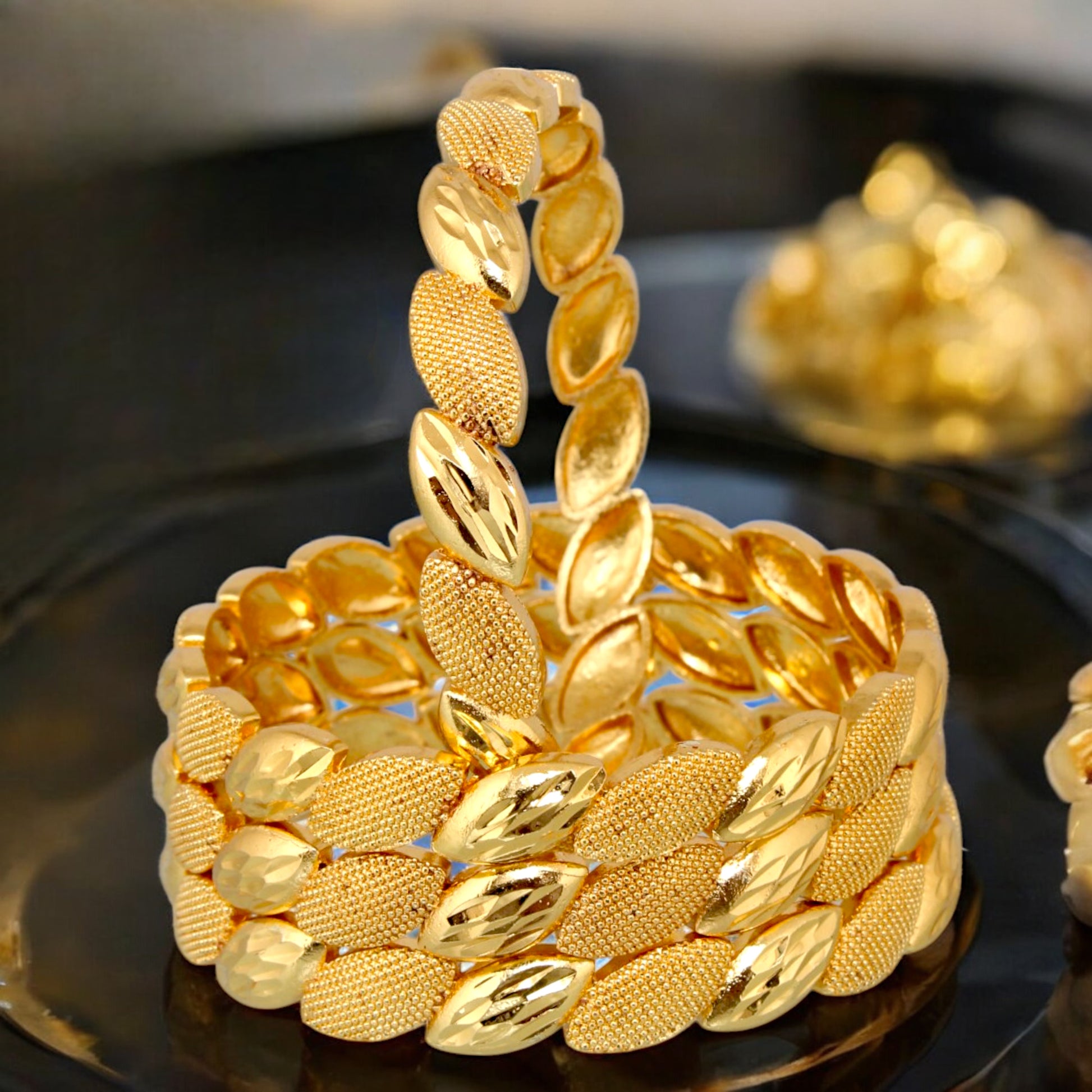 18k One Gram Gold Plated Traditional Designer Bangles Pair Bangle Bracelets Kada Set for Women Girls 24