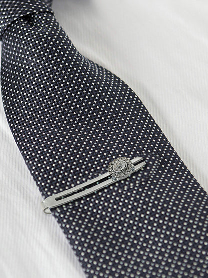 Lucky Jewellery Unique Men Jewelry Stone Silver Plated Sleeve Button Formal Cuff Button Wedding Shirt Button, Suit, Blazer Cufflinks with Matching Tie Pin Gift Set For Men (383-M4C5-248TM40DT-W-S)
