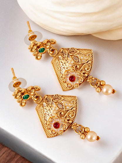 Gold-Plated Meenakari Guluband Choker Necklace with Earrings for Women & Girls (396-G2SR-2077-FRG)