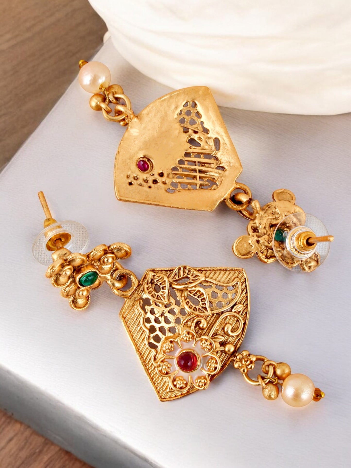 Gold-Plated Meenakari Guluband Choker Necklace with Earrings for Women & Girls (396-G2SR-2077-FRG)