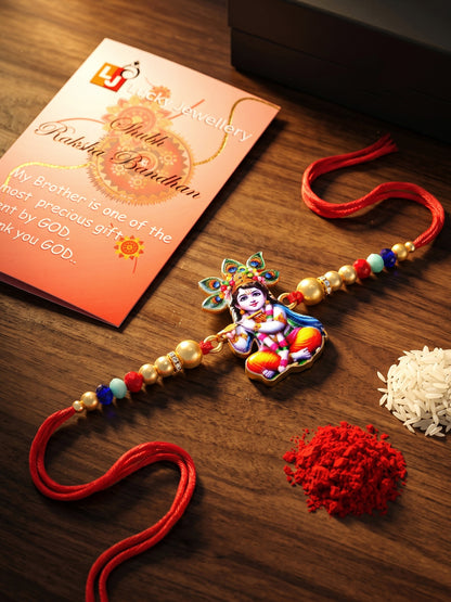Spiritual Little Krishna Beaded Rakhi Set For Raksha Bandhan (84-S5R1-JCP0323)