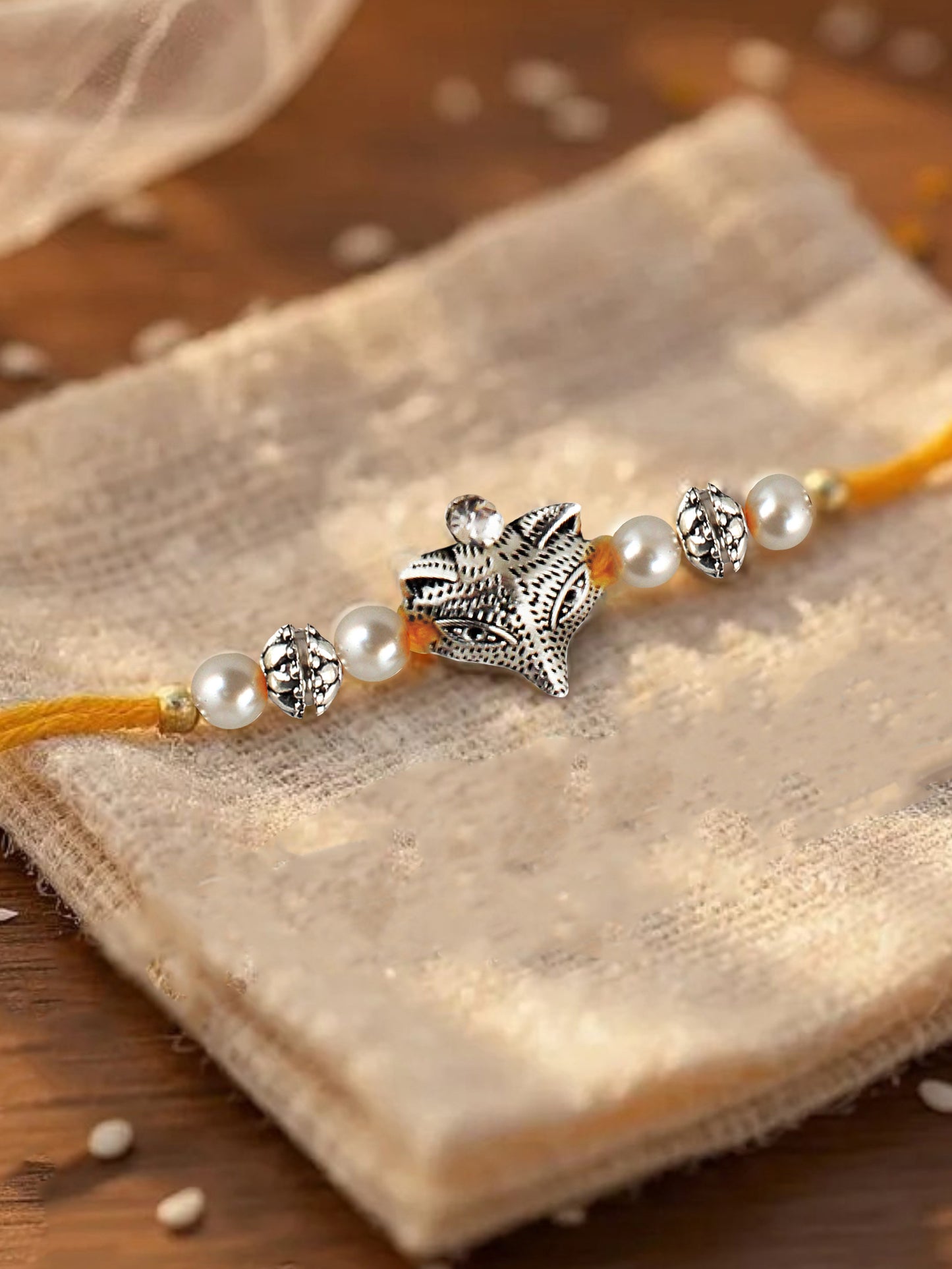 Lucky Jewellery Designer Oxidised Silver Rakhi - Rakshabandhan Combo Rakhee Bracelet for Brother/Bhaiya/Bhai/Bhabhi - Pack of 4 (122-JPR1-1983-S-4)