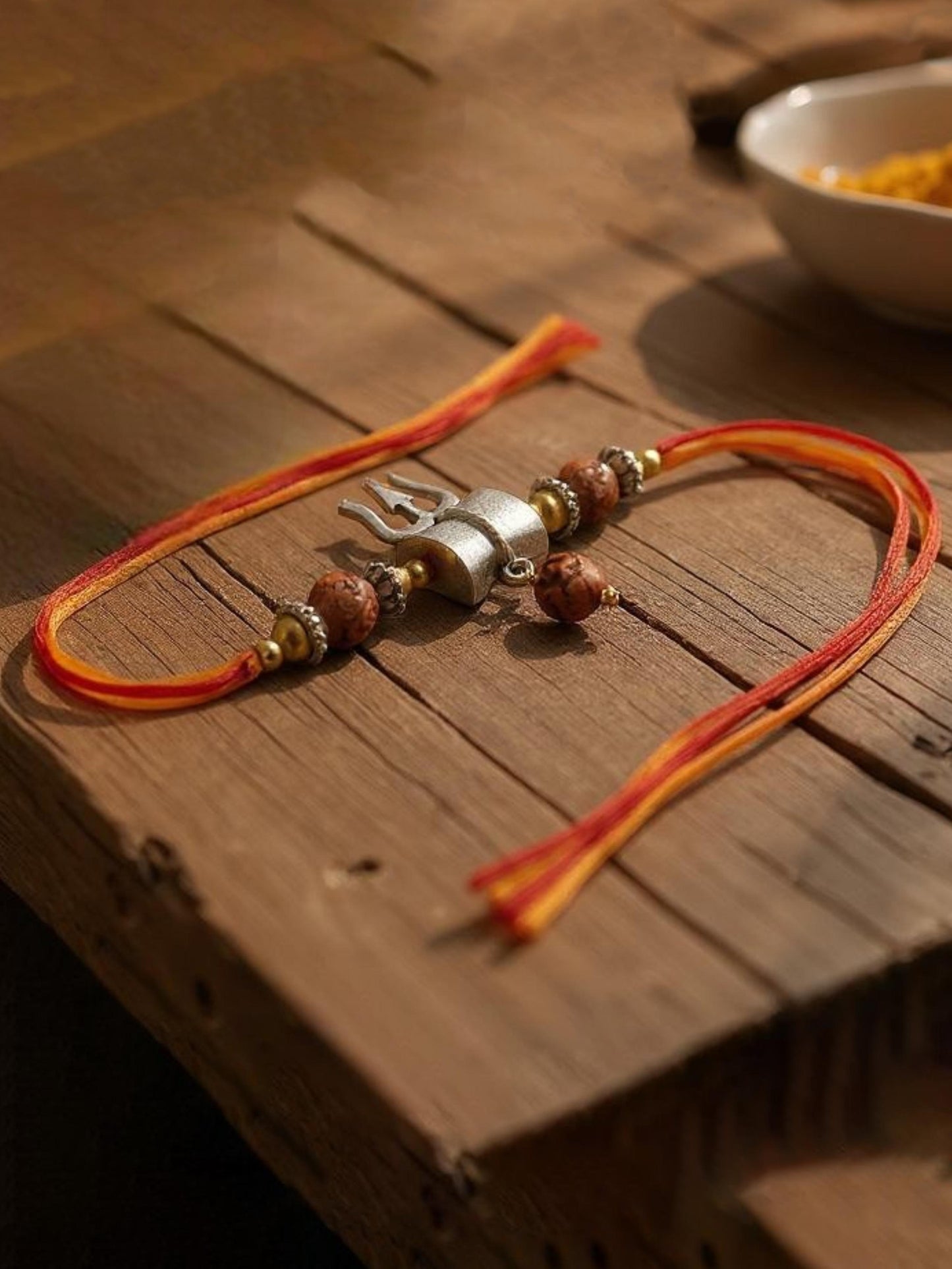 Lucky Jewellery Designer Oxidised Silver Religious Shiva Rakhi - Rakshabandhan Immitation Rudraksh Rakhee Bracelet for Brother/Bhaiya/Bhai/Bhabhi - Pack of 1 (78-JPR1-1972-S-1)