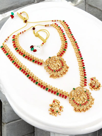 Traditional Temple Jewellery Lord Ram Darbar Necklace with Jhumki Earrings