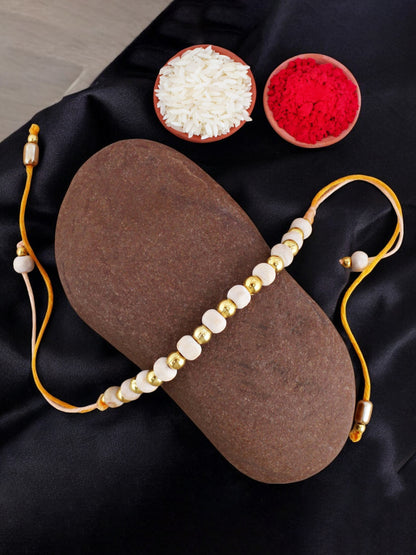 Lucky Jewellery Designer Tulsi Rakhi - Rakshabandhan Rakhee Bracelet for Brother/Bhaiya/Bhai/Bhabhi Pack of 1 (66-TUR1-1988-1)