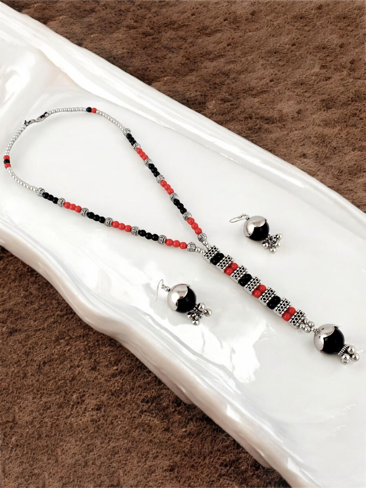 Navratri, Dandiya & Garba Festival Jewellery Beads Long Necklace with Earring