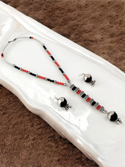 Navratri, Dandiya & Garba Festival Jewellery Beads Long Necklace with Earring