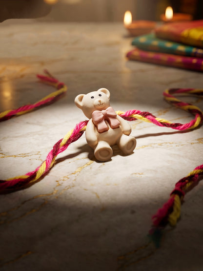 Set of 2 Cute Teddy Bear Kids Rakhi with Colorful Thread, Roli Chawal & Card (80-CHR1-1948-2-2026)