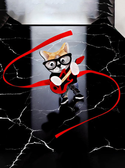 Lucky Jewellery Trendy Fashion Plastic Guitar Cat With Glasses Kids Rakhi - Rakshabandhan Rakhee Bracelet for Kids Brother Bhaiya Bhai Bhabhi - Pack of 1 (440-CHR1-1192-1)
