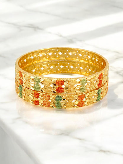 18k Gold-Plated Meenakari Bangle Set for Women & Girls - Pack of 2