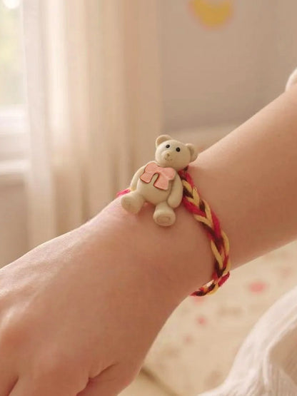 Lucky Jewellery Designer Teddy Bear Rakhi - Rakshabandhan Plastic Rakhee Bracelet for Brother/Bhaiya/Bhai/Bhabhi & Kids - Pack of 2 (80-CHR1-1948-2)