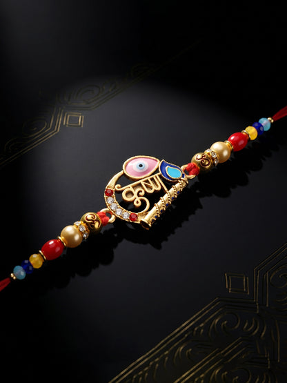 Divine Krishna Bansuri Beaded Rakhi For Brother | Spiritual Set With Roli Chawal & Card (72-S5R1-AR3009)