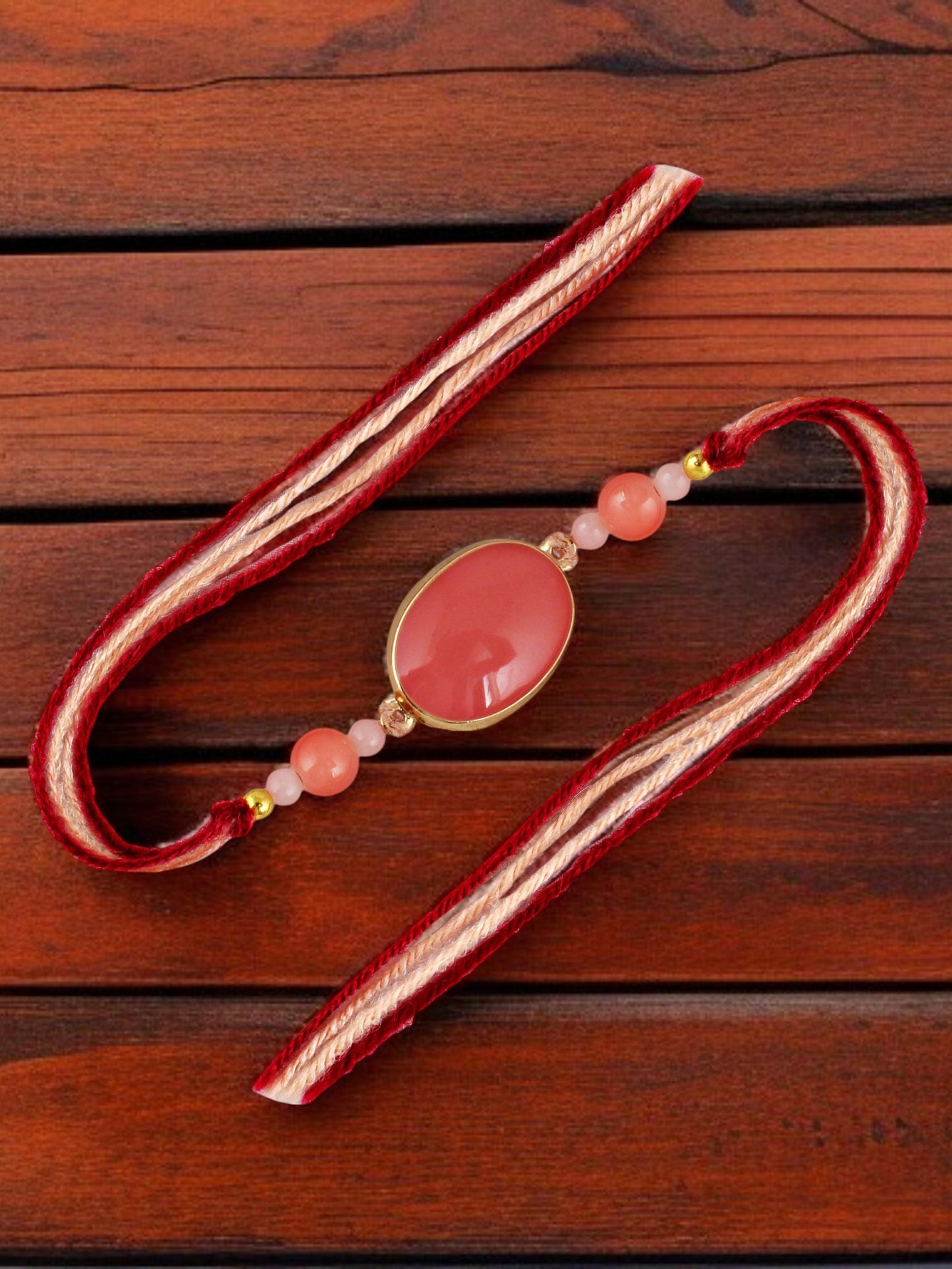 Lucky Jewellery Designer Pink Meena Rakhi - Rakshabandhan Rakhee with Tasseled Lumba Bracelet for Brother Bhaiya Bhai Bhabhi - Pack of 2 (265-CHCR1-1151-PK-2)