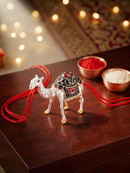 Designer Meenakari Camel Rakhi for Brother, Roli, Chawal & Card (263-CHR1-1171-1-2026)