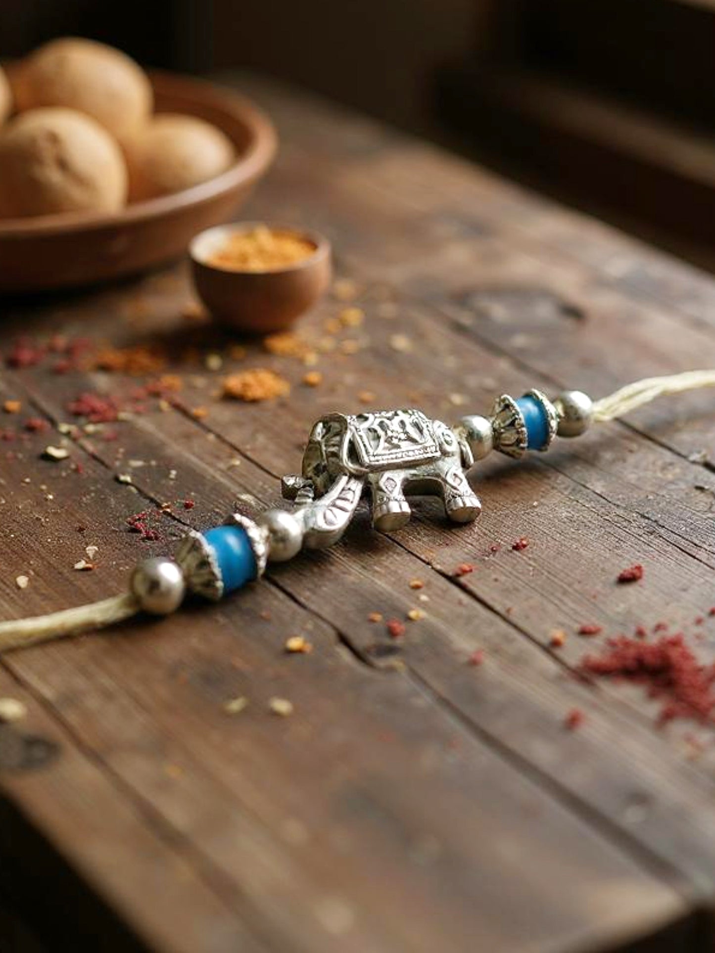 Lucky Jewellery Designer Oxidised Silver Elephant Design Rakhi - Rakshabandhan Rakhee Bracelet for Brother/Bhaiya/Bhai/Bhabhi - Pack of 2 (78-JPR1-1961-S-2)