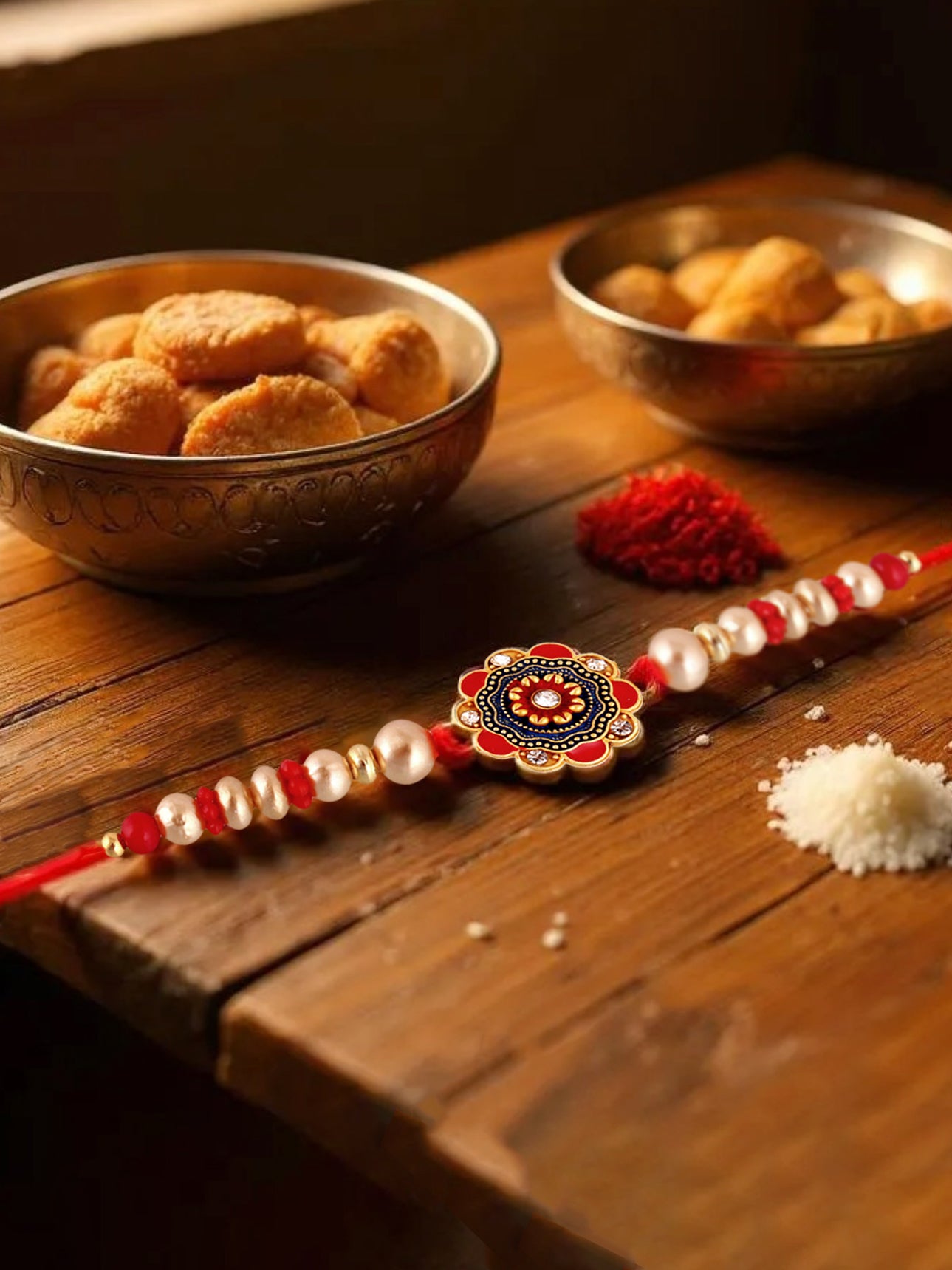 Gold Plated Meenakari Rakhi - Rakshabandhan Floral Rakhee for Brother/Bhaiya/Bhai/Bhabhi - Pack of 1