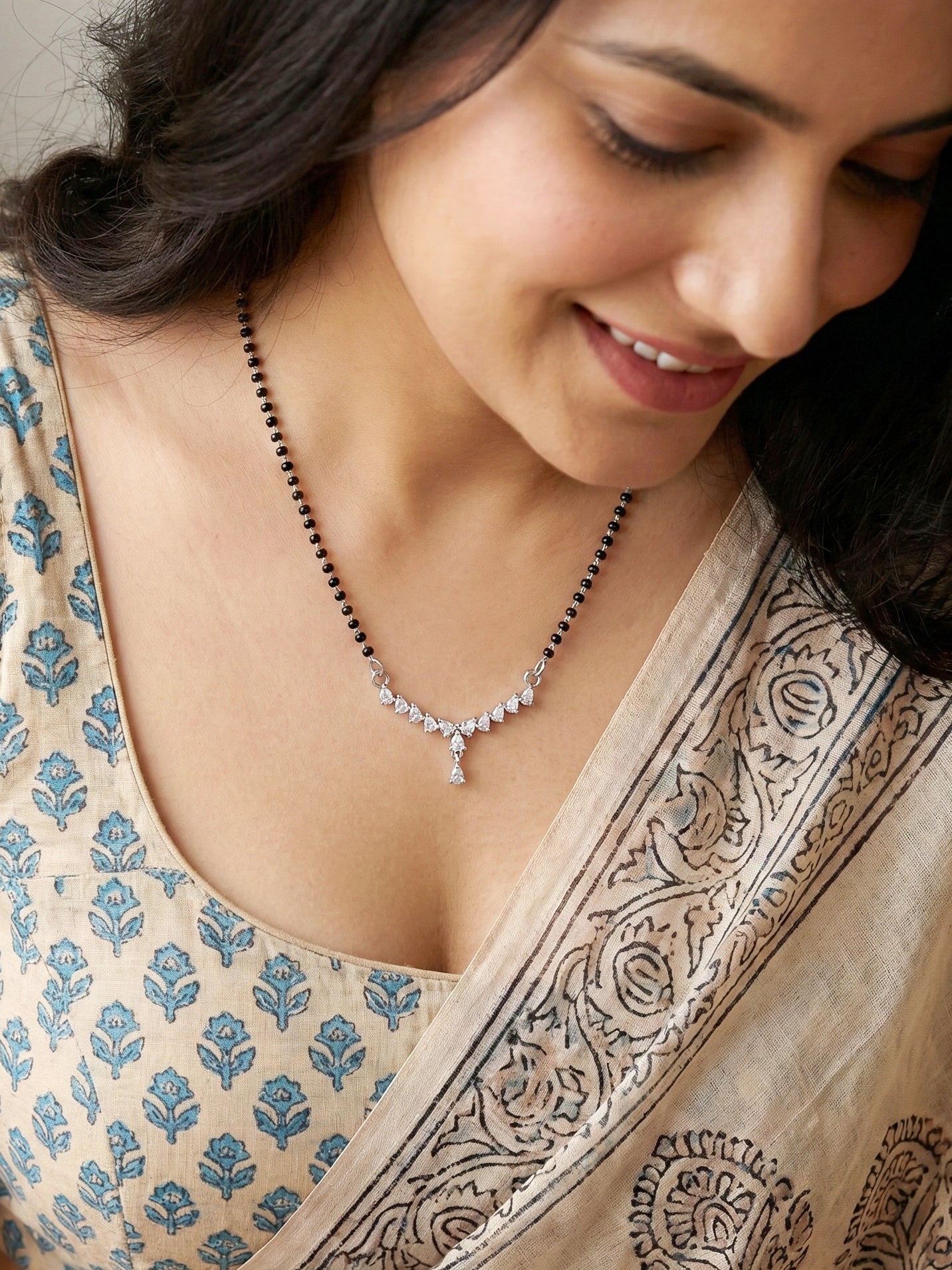 Lucky Jewellery AD Drop Mangalsutra for Women (113-K4MA-2299-S)