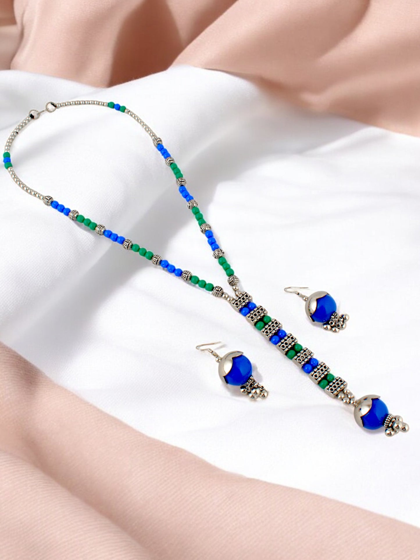 Navratri, Dandiya & Garba Festival Jewellery Beads Long Necklace with Earring