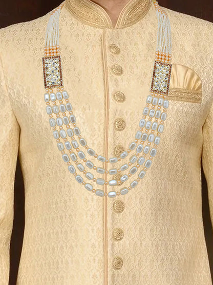 Traditional Maharaja Haar Beaded Groom Necklace Set for Men (565-TDM-7822-W)