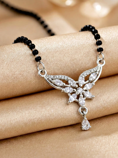 Lucky Jewellery AD Floral Drop Mangalsutra for Women (110-K4MA-2245-S)