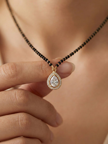Lucky Jewellery White Stone AD Mangalsutra for Women (113-CHMS-1279-W)