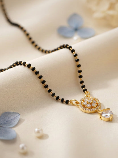 Lucky Jewellery AD Floral Drop Mangalsutra for Women (285-S8MS-2190)