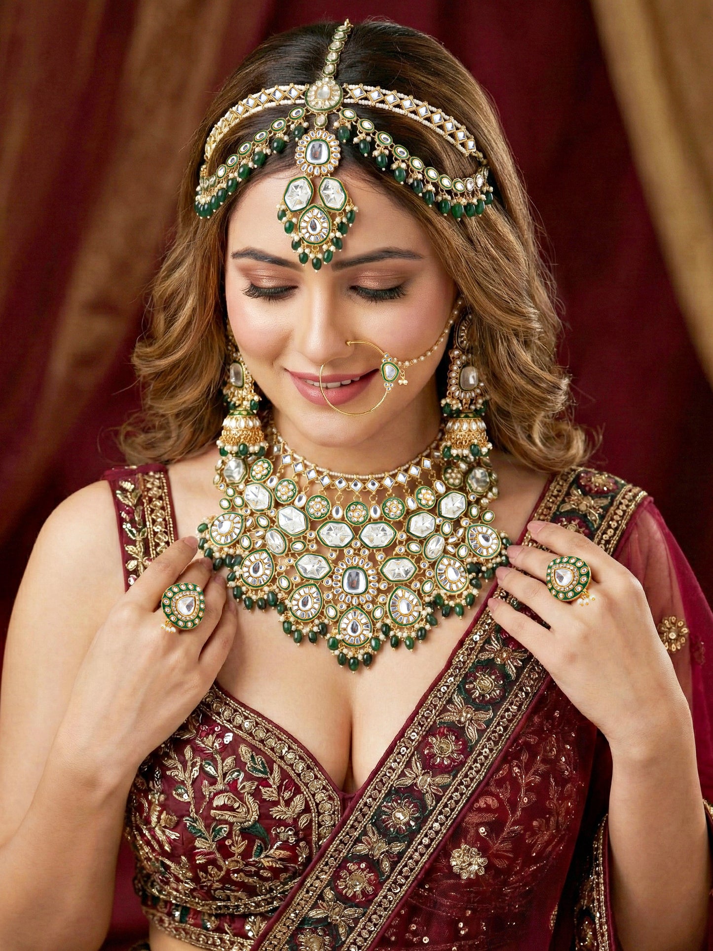 Lucky Jewellery Bridal Kundan Necklace Set for Women Traditional Indian Wedding Jewellery Set (4125-IZR-005-G-2026)