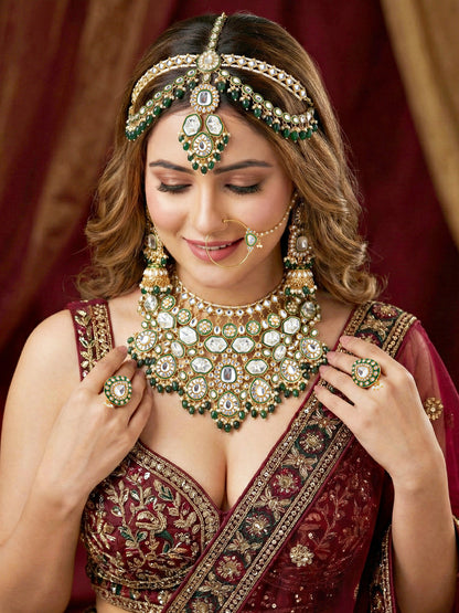 Lucky Jewellery Bridal Kundan Necklace Set for Women Traditional Indian Wedding Jewellery Set (4125-IZR-005-G-2026)