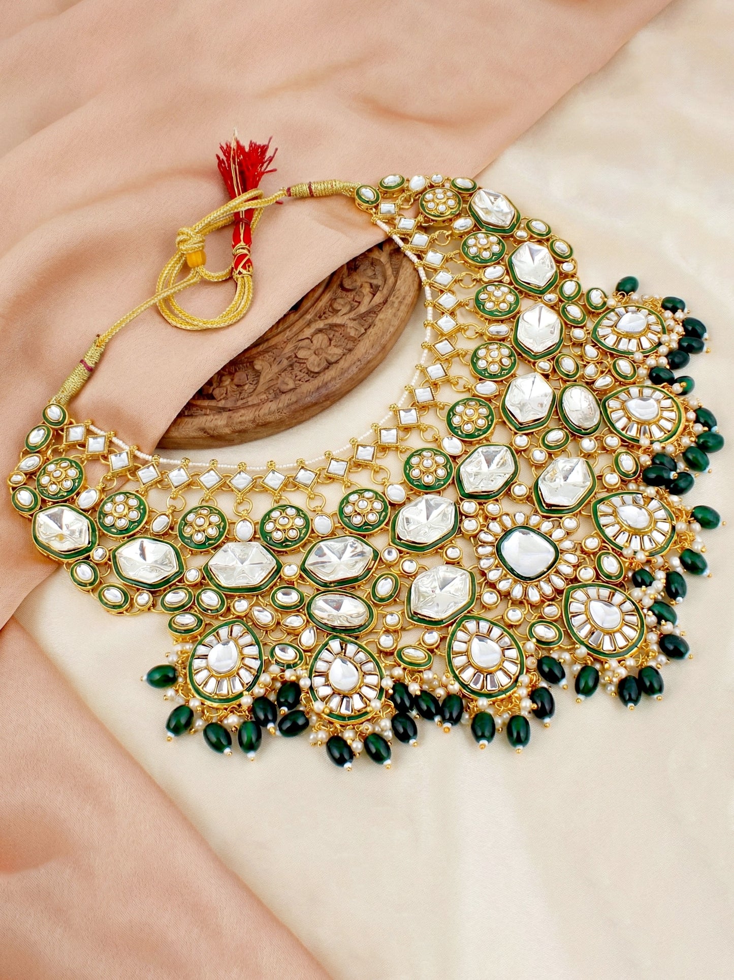 Lucky Jewellery Bridal Kundan Necklace Set for Women Traditional Indian Wedding Jewellery Set (4125-IZR-005-G-2026)
