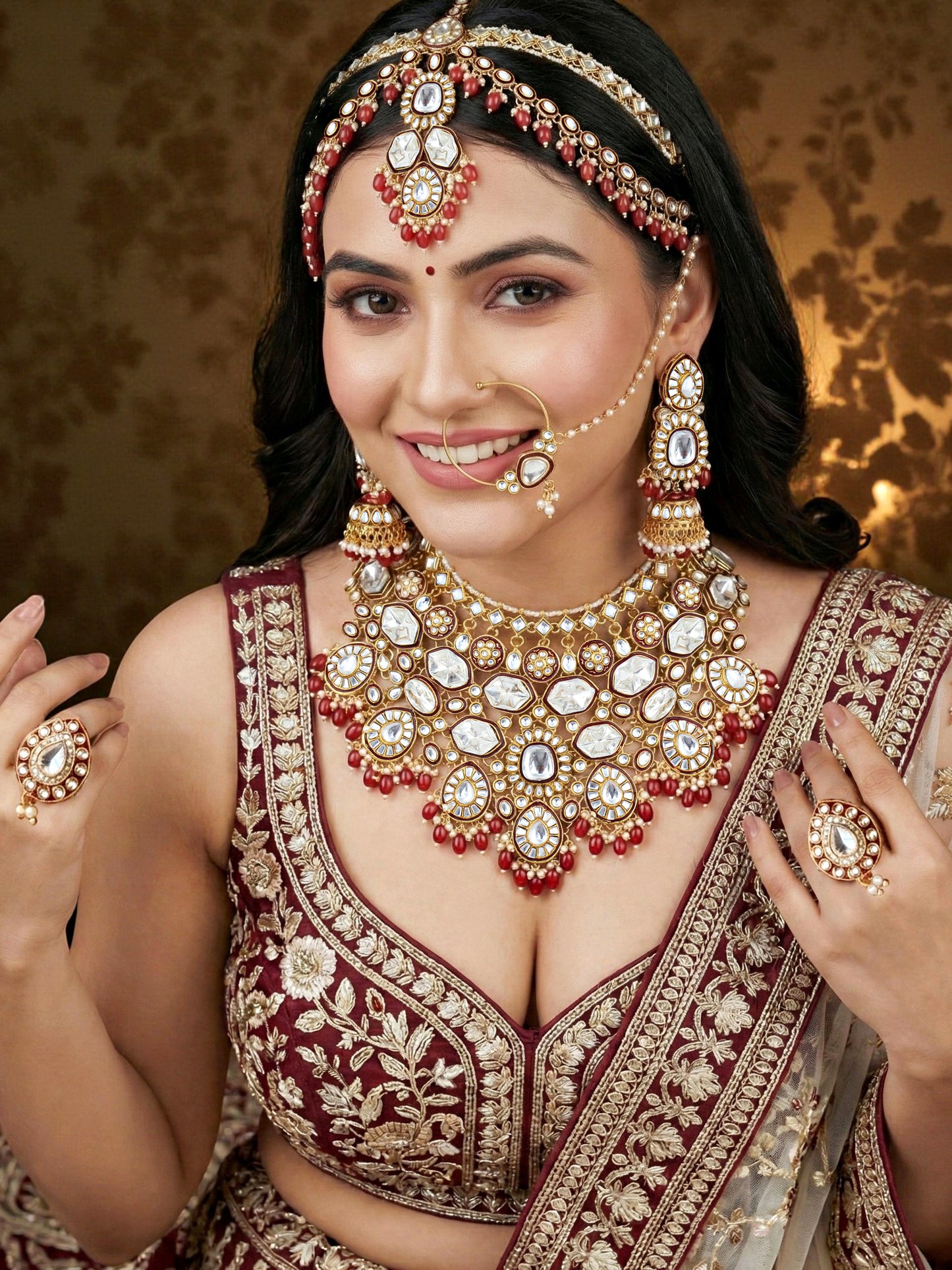 Lucky Jewellery Bridal Kundan Necklace Set for Women Traditional Indian Wedding Jewellery Set (4125-IZR-005-M-2026)