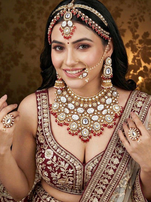 Lucky Jewellery Bridal Kundan Necklace Set for Women Traditional Indian Wedding Jewellery Set (4125-IZR-005-M-2026)