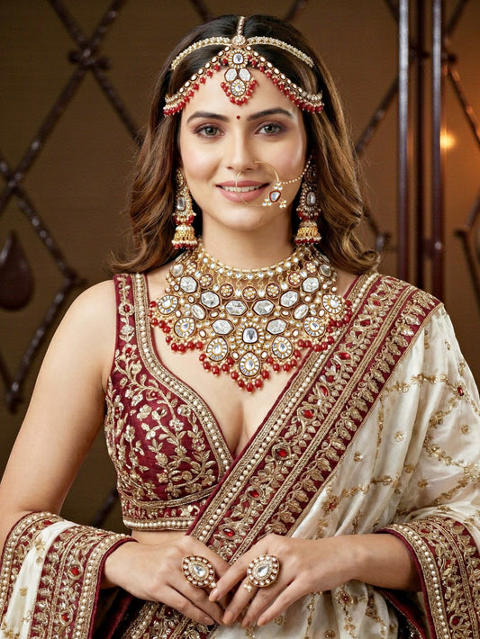 Lucky Jewellery Bridal Kundan Necklace Set for Women Traditional Indian Wedding Jewellery Set (4125-IZR-005-M-2026)