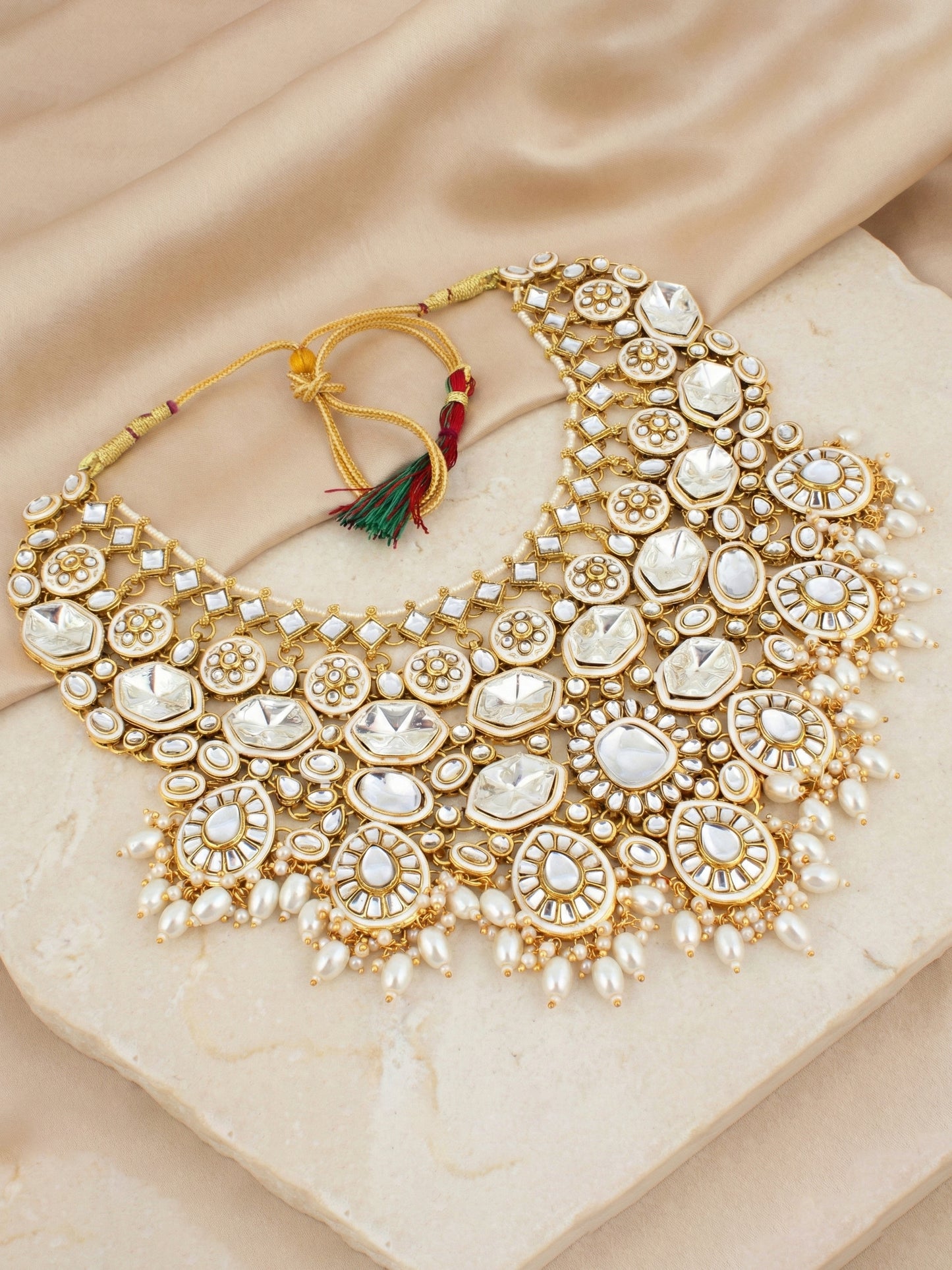 Lucky Jewellery Bridal Kundan Necklace Set for Women Traditional Indian Wedding Jewellery Set (4125-IZR-005-W-2026)