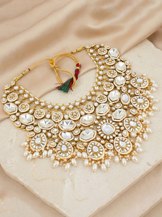 Lucky Jewellery Bridal Kundan Necklace Set for Women Traditional Indian Wedding Jewellery Set (4125-IZR-005-W-2026)