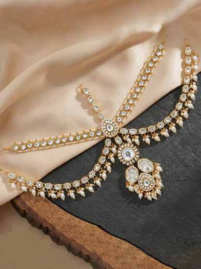 Lucky Jewellery Bridal Kundan Necklace Set for Women Traditional Indian Wedding Jewellery Set (4125-IZR-005-W-2026)