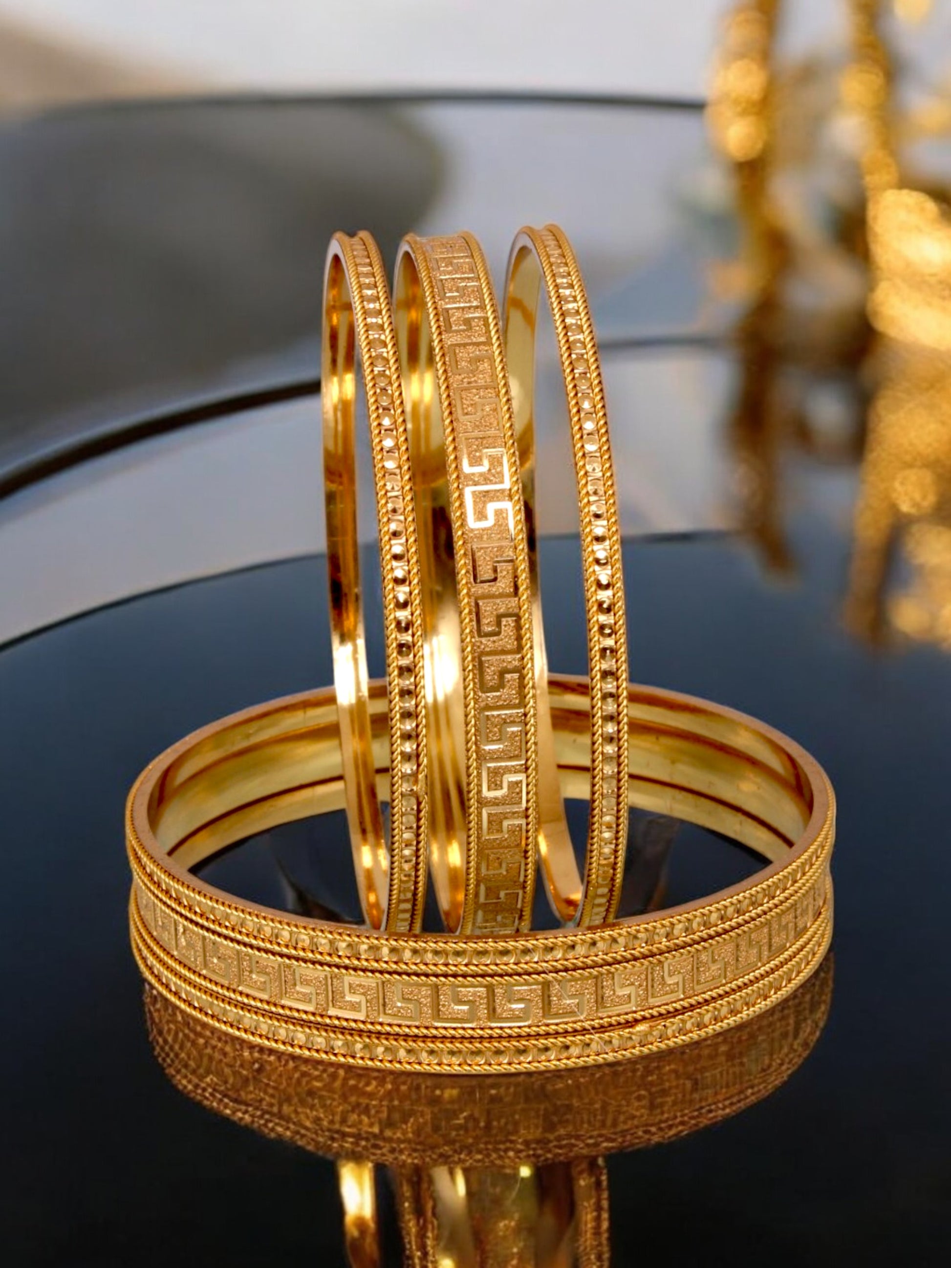 18k One Gram Gold Plated Traditional Designer Pack of Bangle Set
